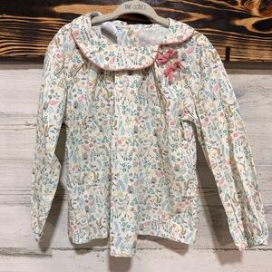 Bella Bliss Floral Kids Blouse with Cute Animals
